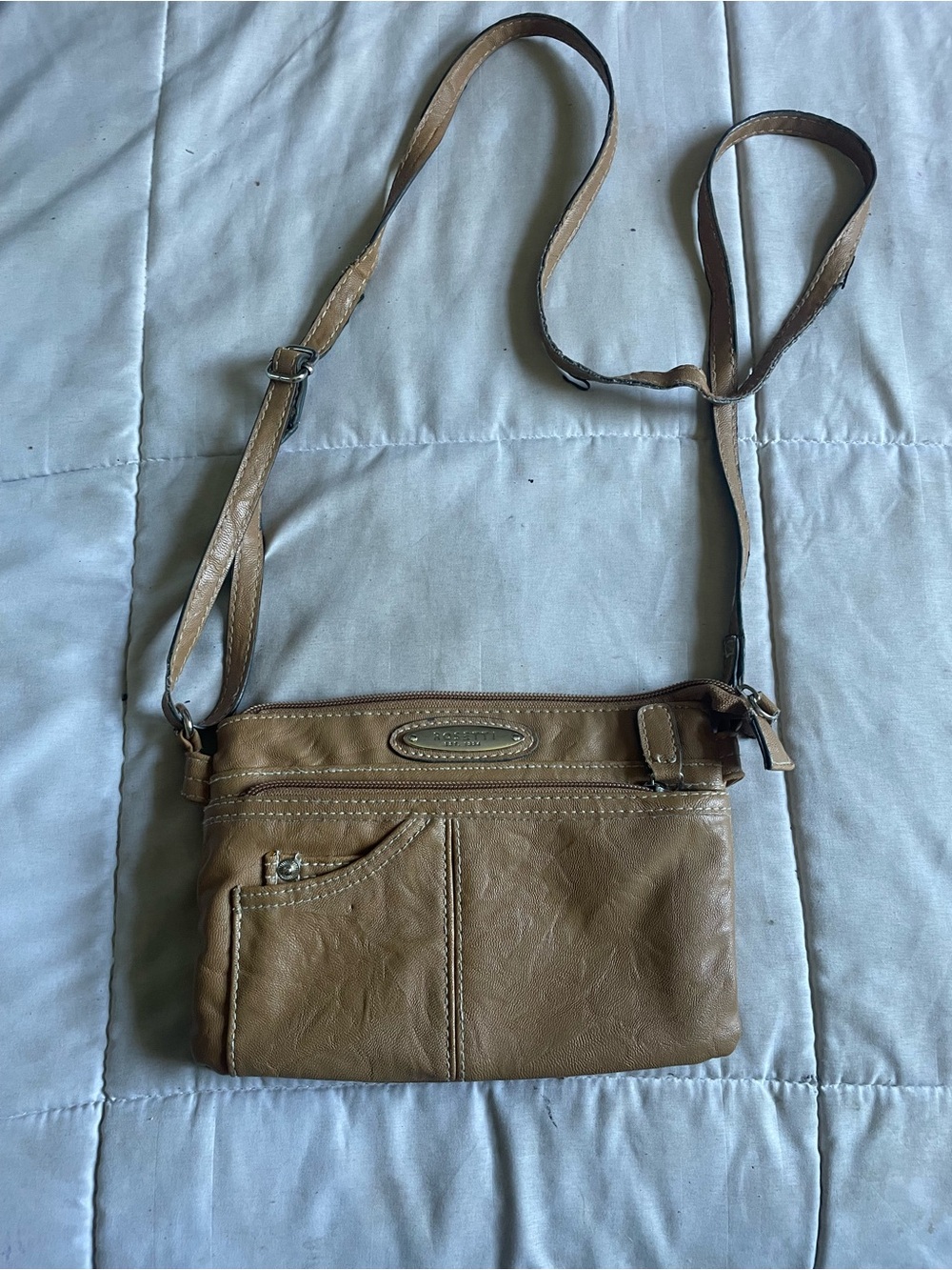 Rosetti Tan Leather-Look Crossbody Bag with Adjustable Strap